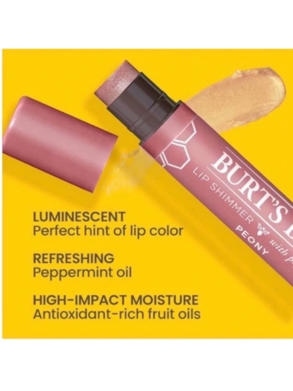 New 3 Burt’s Bees Peony Lip Shimmer